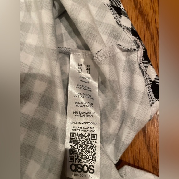 Asos Black and White Plaid Dress Size 12 - Picture 4 of 6
